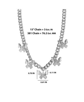 Silver-Tone Butterfly Charm Curb Chain Necklace