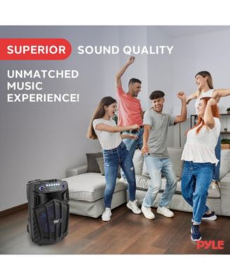 10" Bluetooth Portable PA Speaker – Karaoke Party Speaker with Wireless Mics, Stand, Rechargeable Battery, Flashing Lights, MP3/USB/FM Radio
