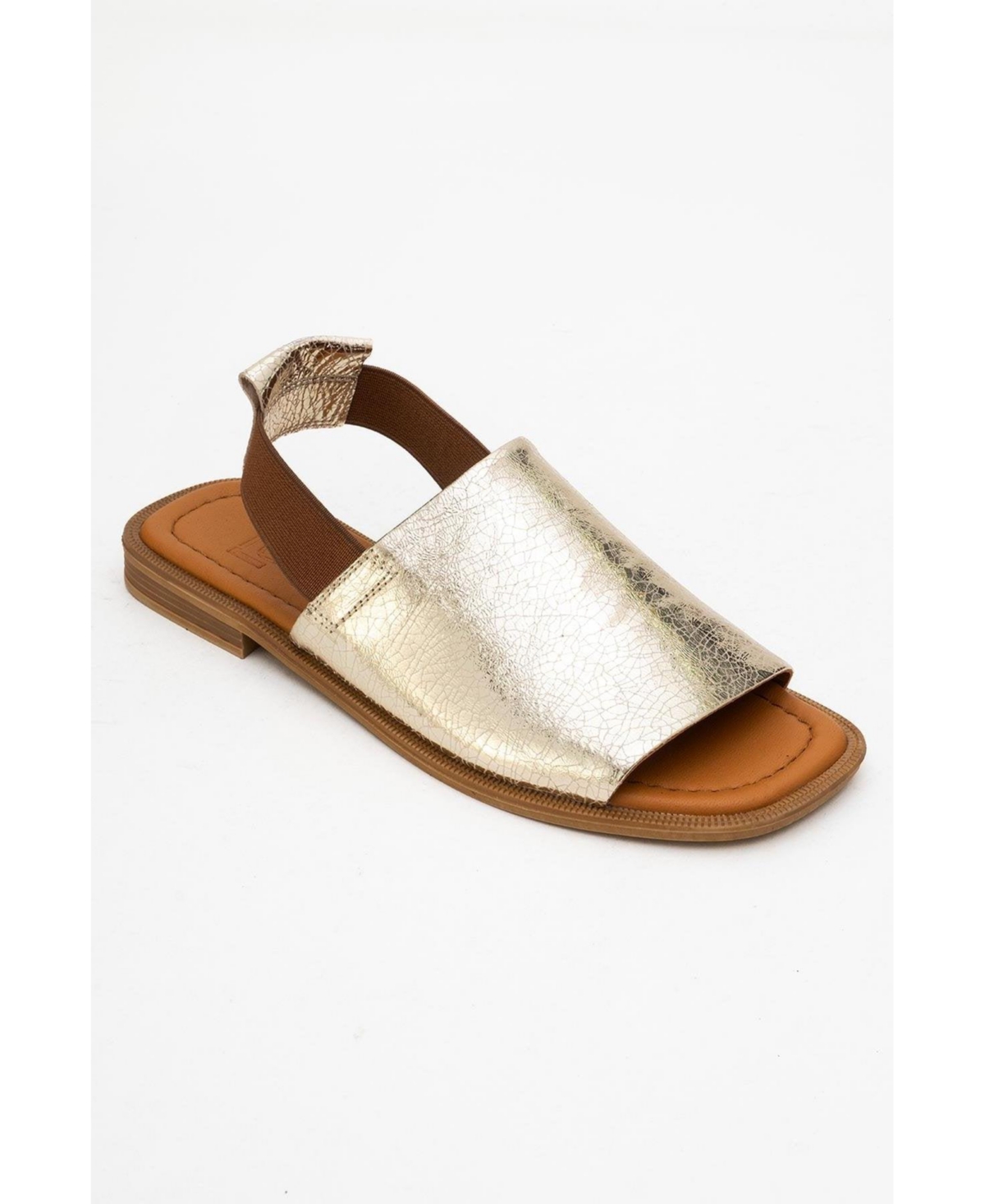 Fuela Leather Elastic Flat Sandals (Women) - Beige suede leather