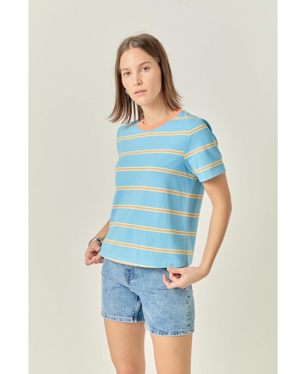 Women's Jersey stripe top - White