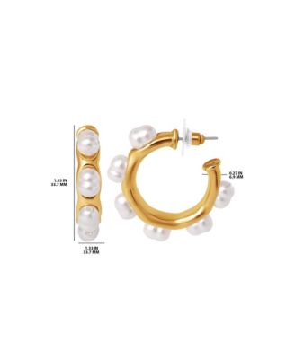 Faux Pearl Accent Hoop Earrings