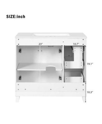 36" Bathroom Vanity with Ceramic Sink, Double-Layer Drawers, Soft-Close Doors and Adjustable Shelves