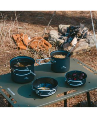 4 in 1 Premium Camping Cookware Set – Lightweight Aluminum Pots with Multi-Use Lids,Upgraded Handle,Compact&Space-Saving,Only 1.32lbs