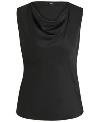 Women's Sleeveless Cowl-Neck Silk Blouse