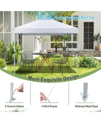 2-Tier 10' x 10' Pop-up Canopy Tent Instant Gazebo Adjustable Carry Bag w/ Wheel
