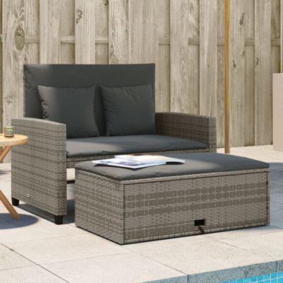 Garden Sofa Grey PE rattan Medium