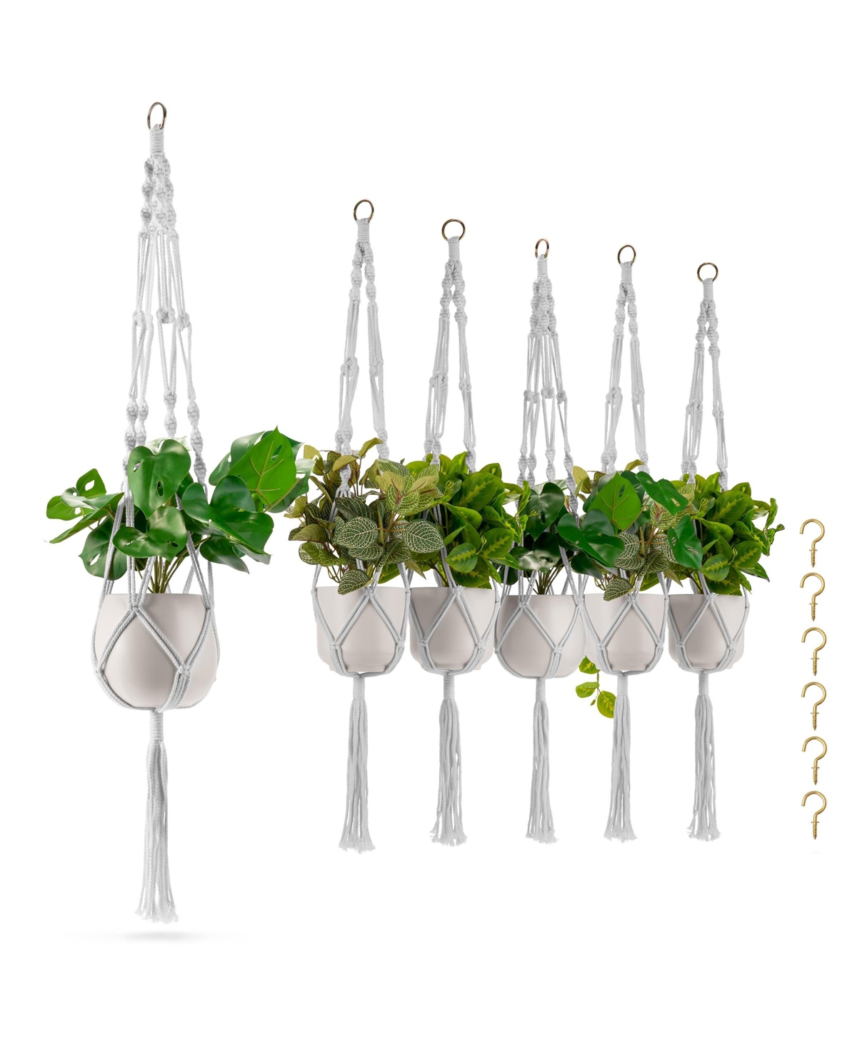 Macrame Plant Hanger - for Indoor & Outdoor Hanging - Cotton Rope, for Home, Patio, Garden - Black