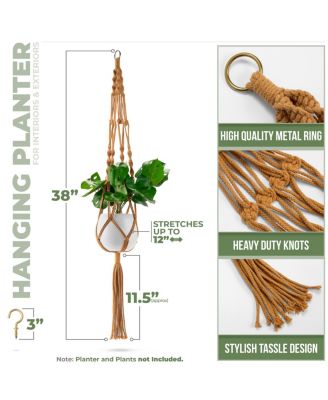 Macrame Plant Hanger - for Indoor & Outdoor Hanging - Cotton Rope, for Home, Patio, Garden
