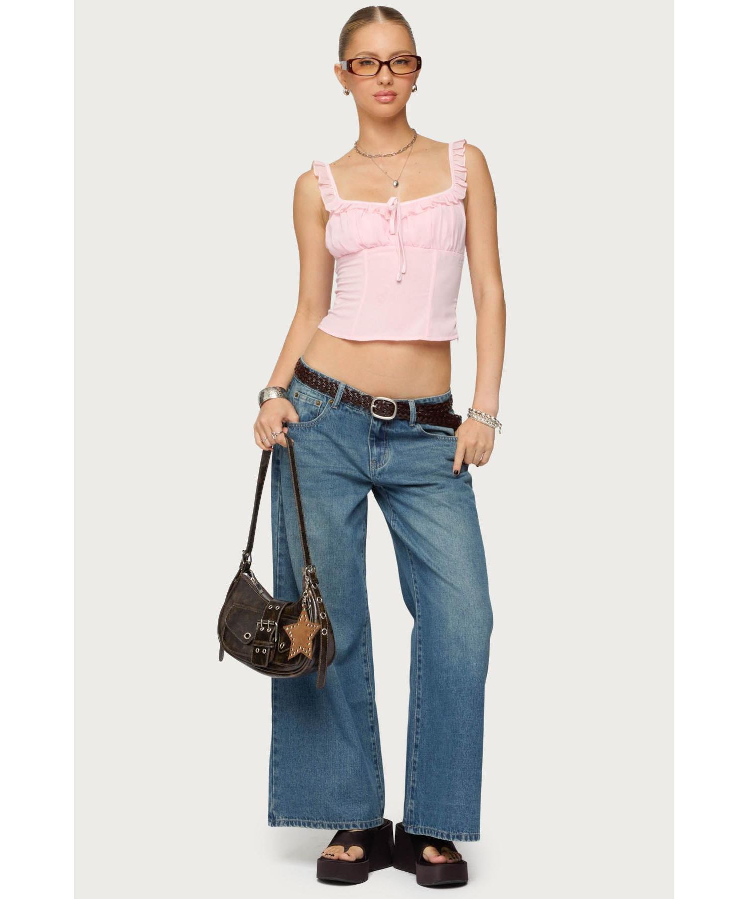 Womens Vyxen Vintage Washed Low Rise Jeans