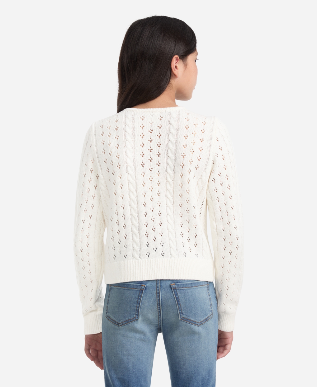 Abercrombie Girls Cropped Cable Cardigan Sweater In Neutral