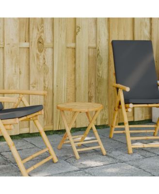 Garden Table Natural Bamboo Bamboo 17.7 in Diameter Foldable