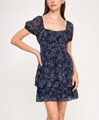 Trixxi - Women's Chiffon Printed Short Fit & Flare Dress