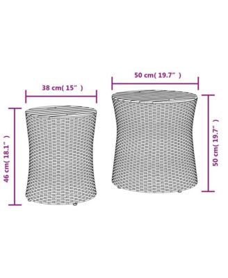 Garden Side Table Grey and brown PE rattan Large and Small