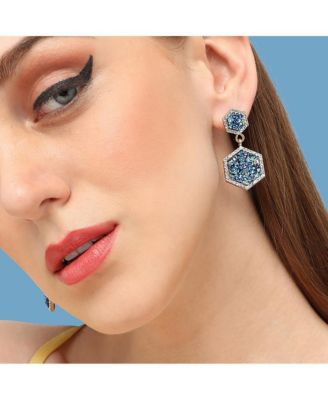 Women's Stone Hexagon Drop Earrings