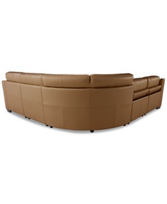 Julius II 5-Pc. Leather Chaise Sectional with 2 Power Recliners, Macy's Exclusive