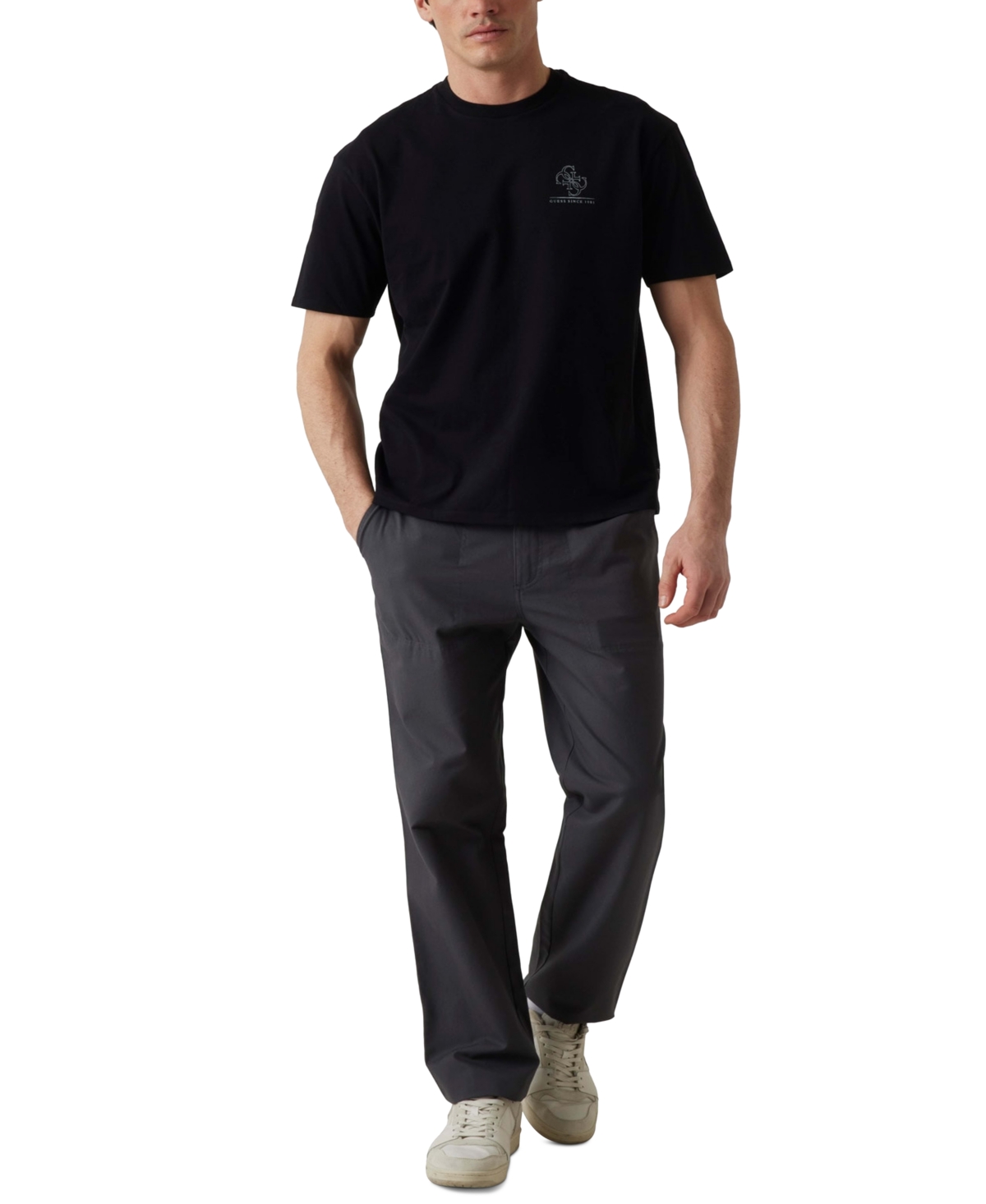Guess Men's Distressed Quattro G Relaxed-fit Graphic T-shirt In Black