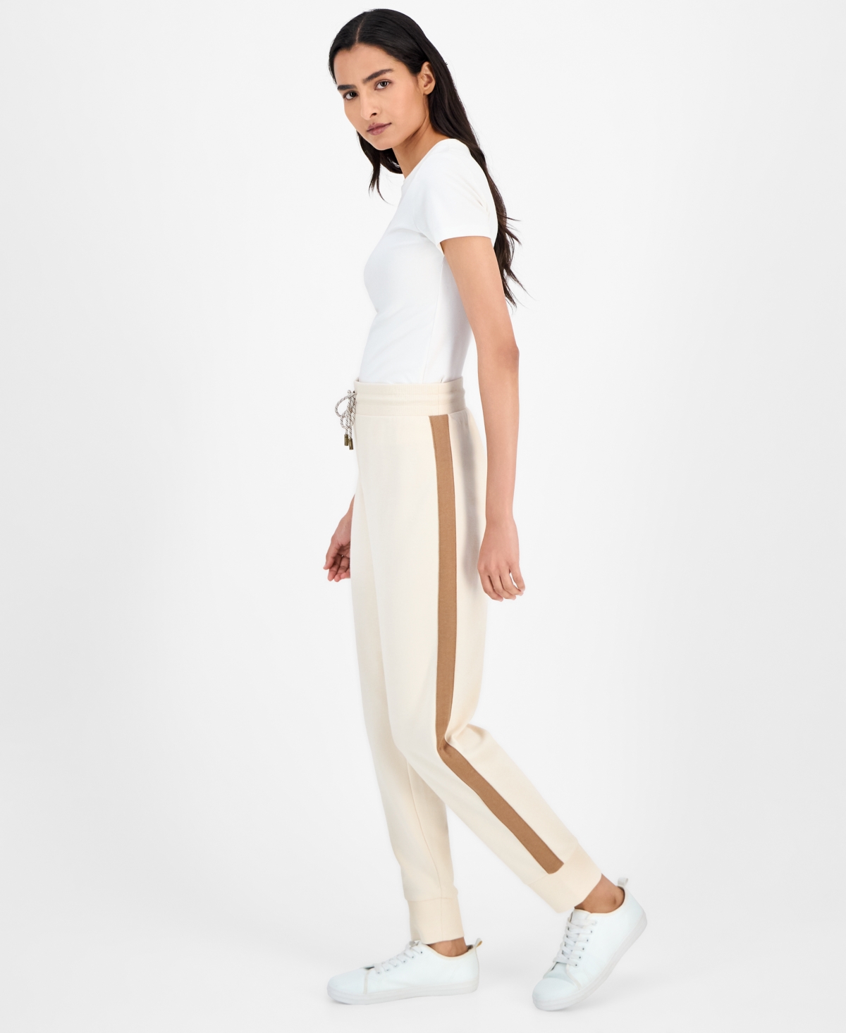 Nautica Jeans Women's Side-striped Jogger Pants In White