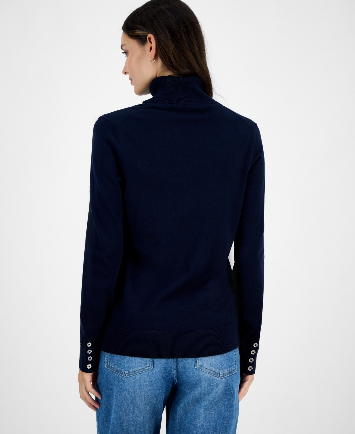 Tommy Hilfiger Women's Cotton Turtleneck Sweater In Blue