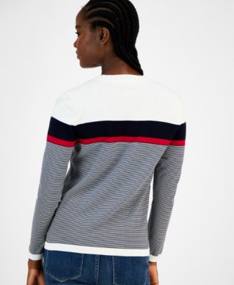 Women's Cotton Logo Striped Sweater