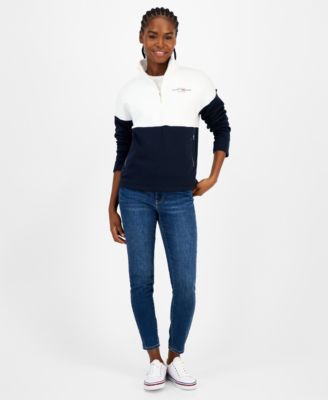 Women's Colorblock Quarter Zip Sweatshirt 