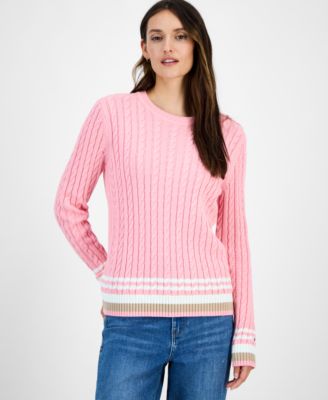 Women's Cotton Cable Knit Sweater