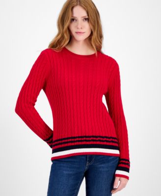 Women's Cotton Cable Knit Sweater