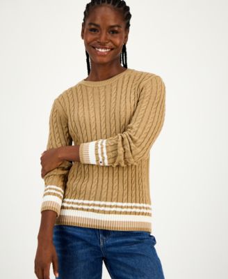 Women's Cotton Cable Knit Sweater