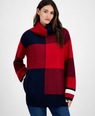 Women's Plaid Cowlneck Sweater 