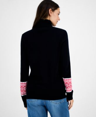 Women's Cotton Fair Isle Turtleneck Sweater