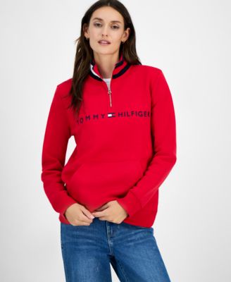 Women's Quarter Zip Embroidered Logo Sweatshirt