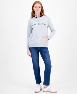 Women's Quarter Zip Embroidered Logo Sweatshirt