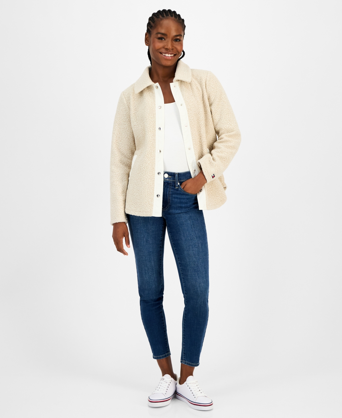 Tommy Hilfiger Women's Faux-sherpa Snap-front Jacket In Brown