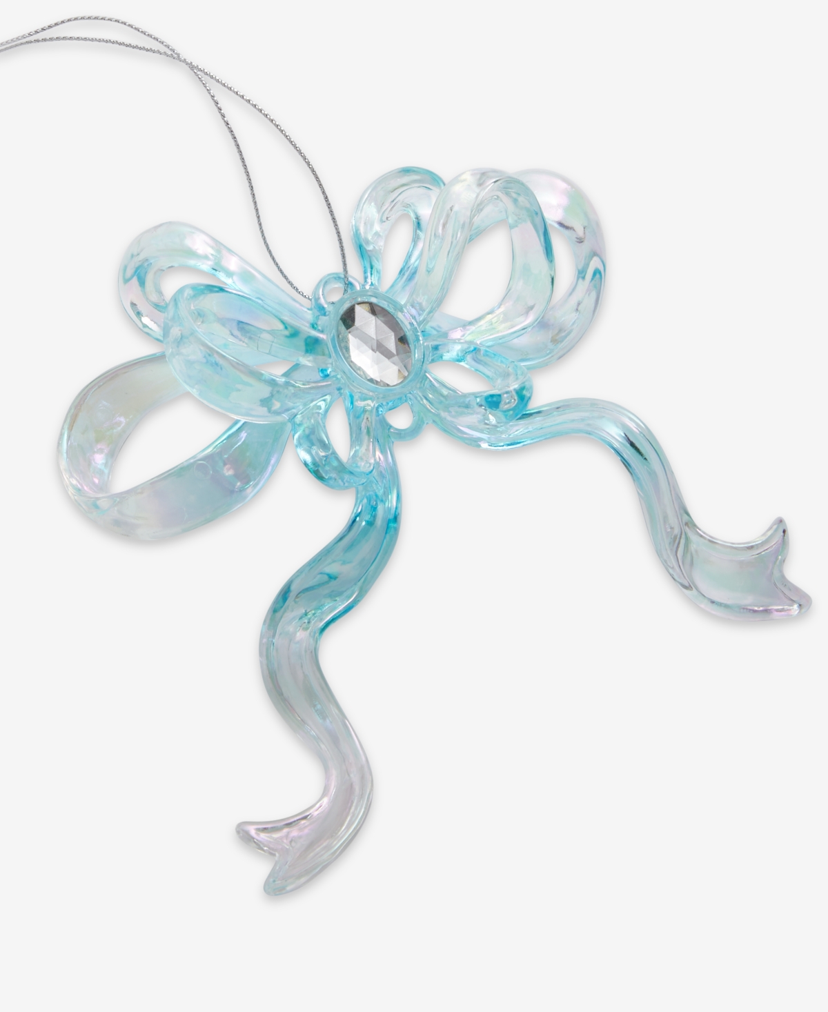 Holiday Lane Pastel Shine Blue Glitter Bow Ornament, Macy's Exclusive In Blue