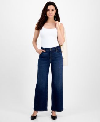 I.N.C. International Concepts - Petite High-Rise Wide-Leg Jeans