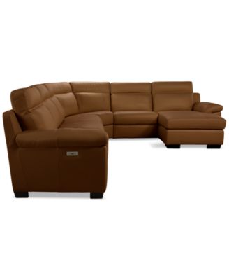 Julius II 6-Pc. Leather Chaise Sectional with 2 Power Recliners, Macy's Exclusive