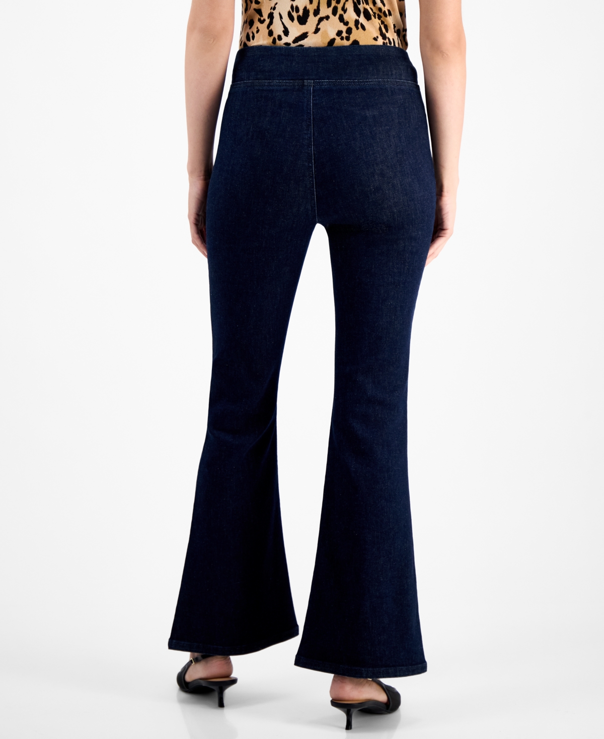 Inc International Concepts Petite High-rise Pull-on Flared Jeans, Macy's Exclusive In Blue