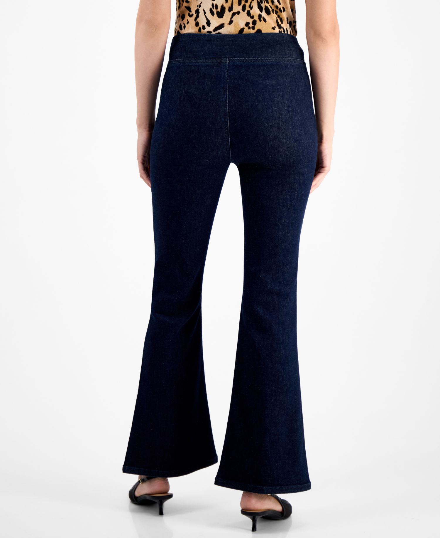 Petite High-Rise Pull-On Flared Jeans