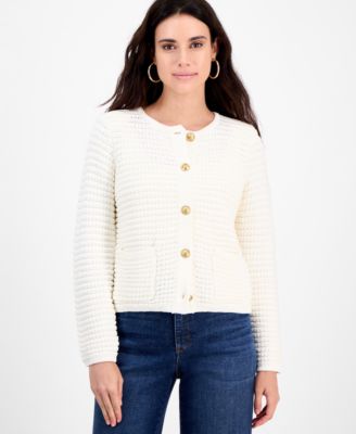 I.N.C. International Concepts - Petite Yarn-Blend Button-Down Cardigan Sweater