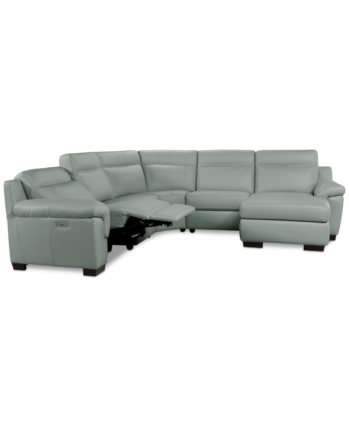 Macy's Julius Ii 5-pc. Leather Chaise Sectional With 1 Power Recliner,  Exclusive In Gray