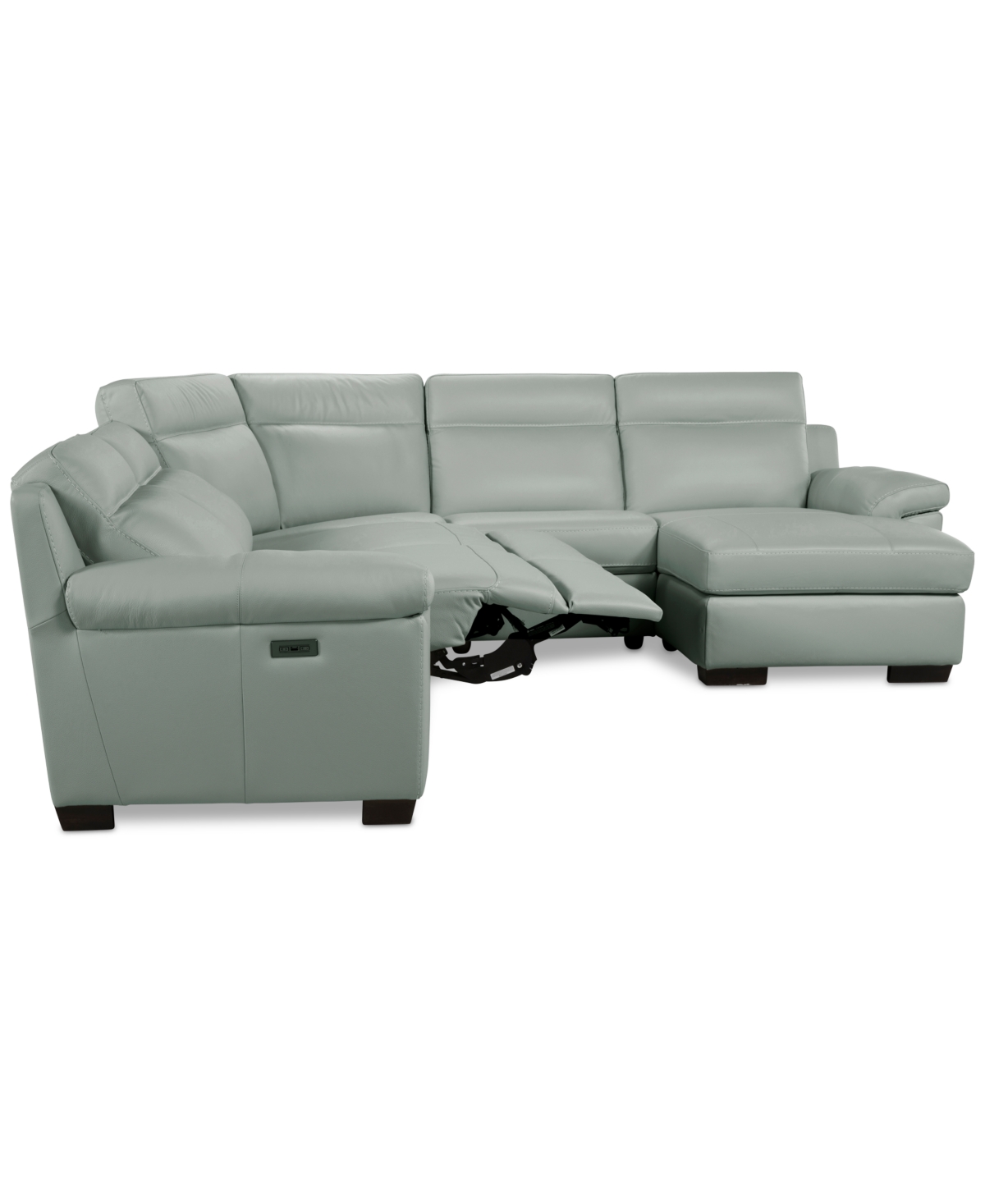 Macy's Julius Ii 5-pc. Leather Chaise Sectional With 2 Power Recliners,  Exclusive In Gray