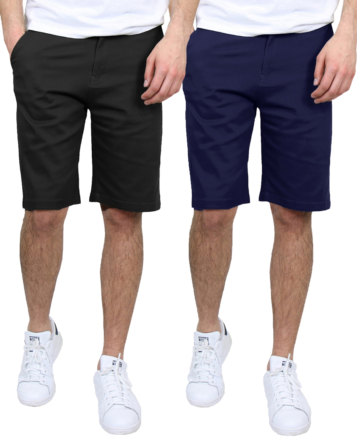 Men's 2-Pack Flex Stretch Chino Shorts - Khaki, Navy