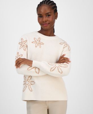 Women's Floral-Embroidered Crewneck Sweater
