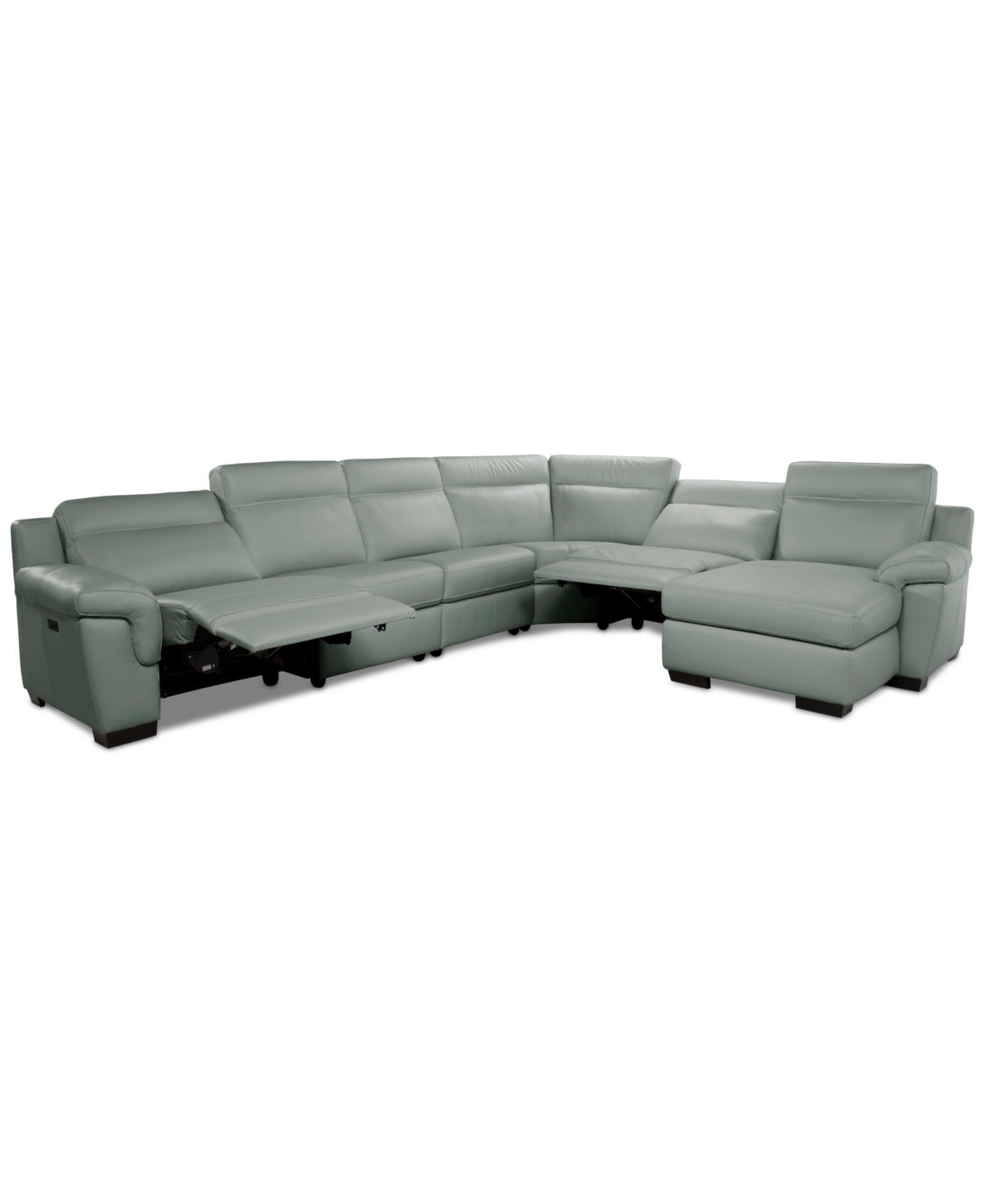 Macy's Julius Ii 6-pc. Leather Chaise Sectional With 2 Power Recliners,  Exclusive In Gray