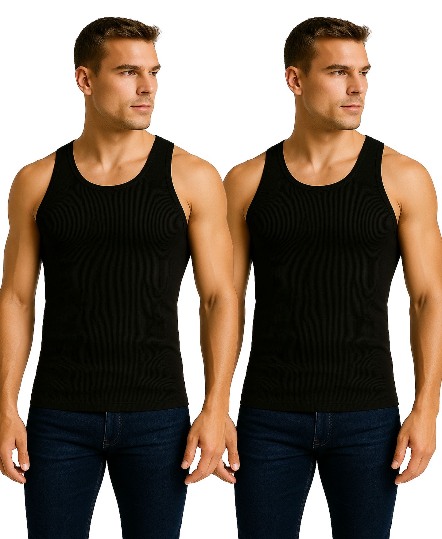 Мужские топы Galaxy By Harvic 2-Pack Heavyweight Ribbed, цвет: Чёрный — фото 1