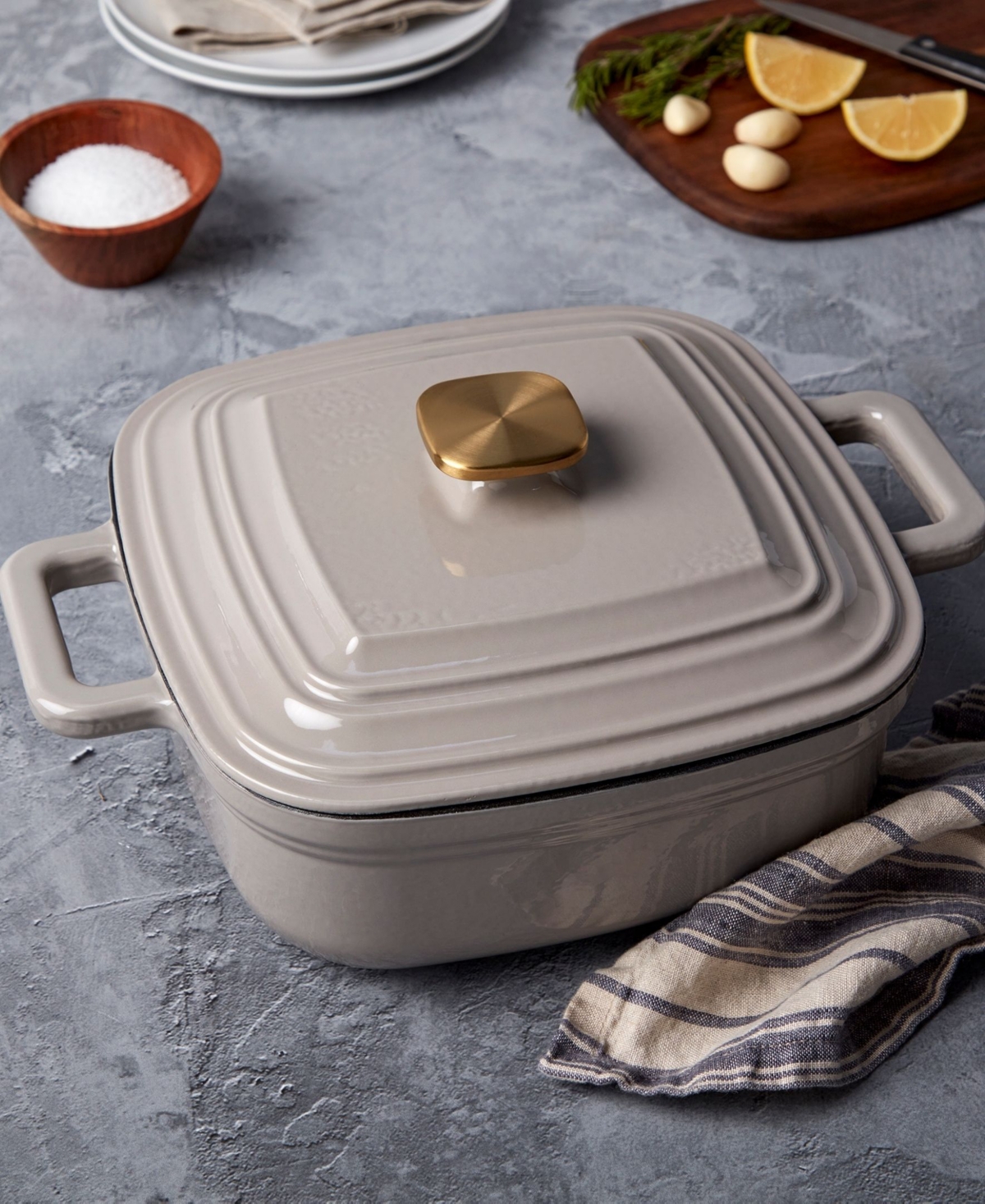 Smith And Clark Smith & Clark Enameled Cast Iron 4-qt. Square Dutch Oven In Gray