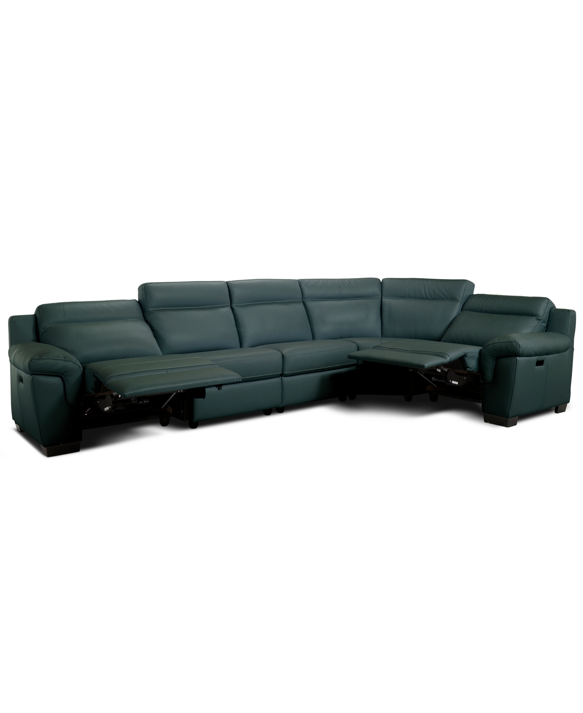 Macy's Julius Ii 5-pc. Leather L Sectional With 2 Power Recliners,  Exclusive In Blue