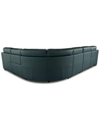 Julius II 6-Pc. Leather Chaise Sectional with 2 Power Recliners, Macy's Exclusive