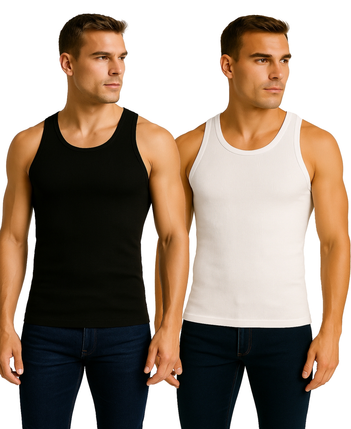 Men's 2-Pack Heavyweight Ribbed Tank Top - Navy, Light blue