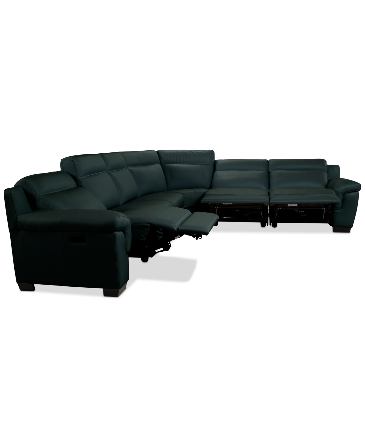 Macy's Julius Ii 6-pc. Leather L Sectional With 3 Power Recliners,  Exclusive In Blue
