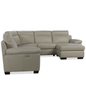 Julius II 5-Pc. Leather Chaise Sectional with 1 Power Recliner, Macy's Exclusive